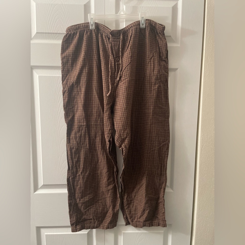 Joe Boxer tan and maroon lounge pants